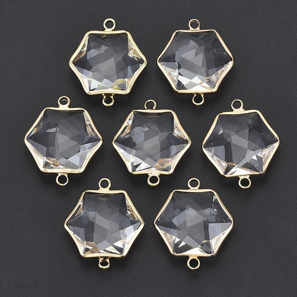 PandaHall Glass Links Connectors, with Light Gold Plated Brass Edge, Faceted, Hexagon, Clear, 25~26x21x8mm, Hole: 2mm Brass+Glass Hexagon...
PandaHall Glass Links Connectors, with Light Gold Plated Brass Edge, Faceted, Hexagon, Clear, 25~26x21x8mm, Hole: 2mm Brass+Glass Hexagon...