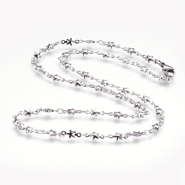 PandaHall 304 Stainless Steel Chain Necklaces, with Lobster Claw Clasps, Star, Stainless Steel Color, 17.3 inch~17.7 inch(44~45cm) 304...
PandaHall 304 Stainless Steel Chain Necklaces, with Lobster Claw Clasps, Star, Stainless Steel Color, 17.3 inch~17.7 inch(44~45cm) 304...