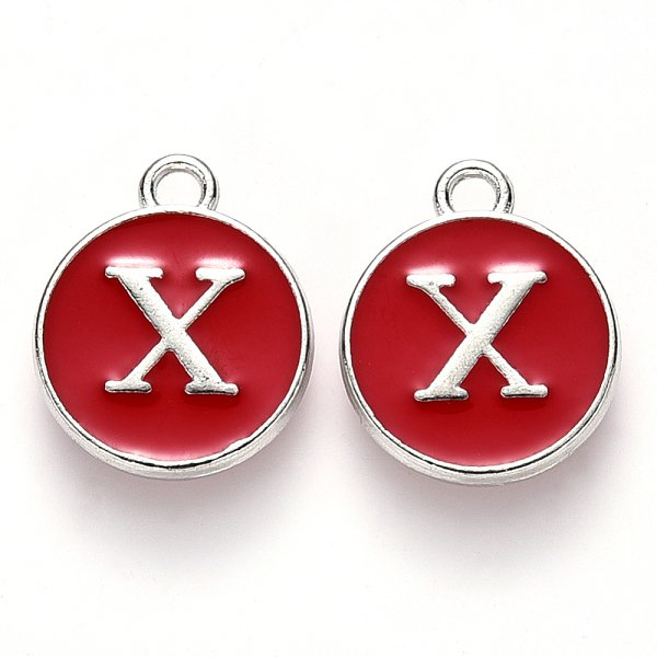 PandaHall Platinum Plated Alloy Enamel Charms, Cadmium Free & Lead Free, Enamelled Sequins, Flat Round with Letter, Letter.X, 14x12x2mm..., Red
PandaHall Platinum Plated Alloy Enamel Charms, Cadmium Free & Lead Free, Enamelled Sequins, Flat Round with Letter, Letter.X, 14x12x2mm..., Red