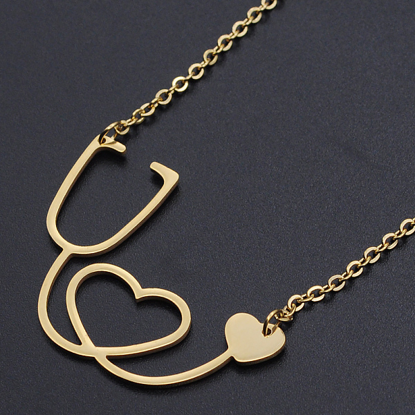 PandaHall 201 Stainless Steel Pendant Necklaces, with Cable Chains and Lobster Claw Clasps, Stethoscope, Golden, 17.91 inch(45.5cm), 2mm 201...
PandaHall 201 Stainless Steel Pendant Necklaces, with Cable Chains and Lobster Claw Clasps, Stethoscope, Golden, 17.91 inch(45.5cm), 2mm 201...