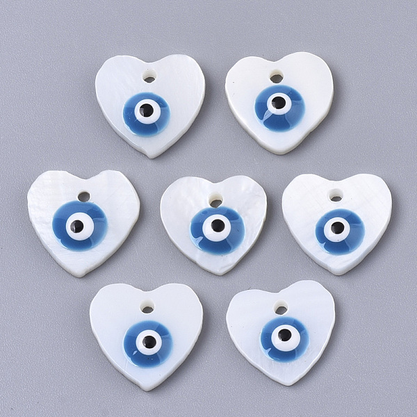 PandaHall Natural Freshwater Shell Charms, with Enamel, Heart with Evil Eye, Dodger Blue, 12x12~13x3mm, Hole: 1.4mm Freshwater Shell Heart...
PandaHall Natural Freshwater Shell Charms, with Enamel, Heart with Evil Eye, Dodger Blue, 12x12~13x3mm, Hole: 1.4mm Freshwater Shell Heart...