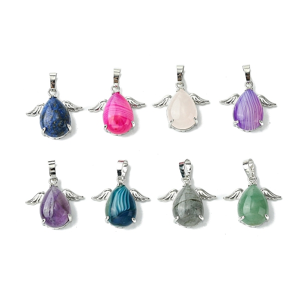 PandaHall Natural Mixed Stone Pendants, Teardrop Charms with Rack Plating Platinum Plated Brass Wings, Cadmium Free & Lead Free, Cadmium...
PandaHall Natural Mixed Stone Pendants, Teardrop Charms with Rack Plating Platinum Plated Brass Wings, Cadmium Free & Lead Free, Cadmium...