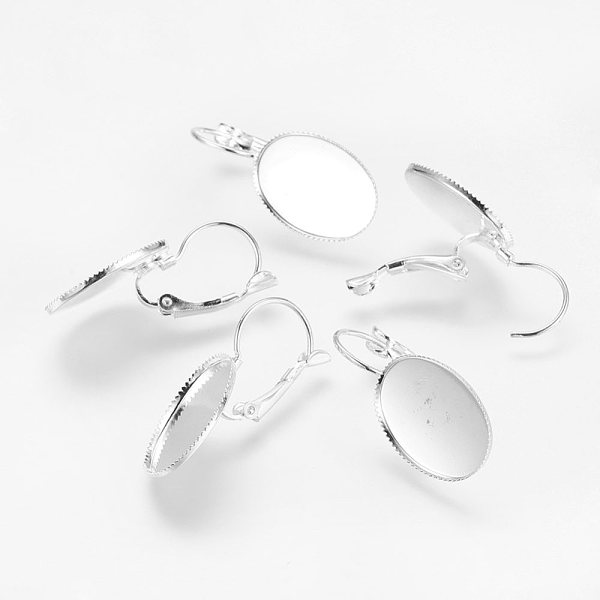 PandaHall Brass Leverback Earring Findings, Silver Color Plated, about 13.7mm wide, 33mm long, Tray: 13x18mm, Pin: 0.5mm Brass
PandaHall Brass Leverback Earring Findings, Silver Color Plated, about 13.7mm wide, 33mm long, Tray: 13x18mm, Pin: 0.5mm Brass