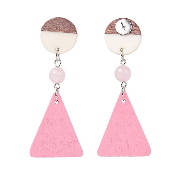 PandaHall Stud Earrings, with Natural Rose Quartz Beads, Pear Wood Pendants, Resin & Wood Pendants and Brass Findings, Flat Round and..., Pink
PandaHall Stud Earrings, with Natural Rose Quartz Beads, Pear Wood Pendants, Resin & Wood Pendants and Brass Findings, Flat Round and..., Pink