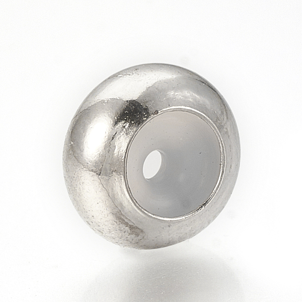 PandaHall Brass Beads, with Rubber Inside, Slider Beads, Stopper Beads, Platinum, 7.5x4mm, Rubber Hole: 1.2mm Brass Rondelle
PandaHall Brass Beads, with Rubber Inside, Slider Beads, Stopper Beads, Platinum, 7.5x4mm, Rubber Hole: 1.2mm Brass Rondelle