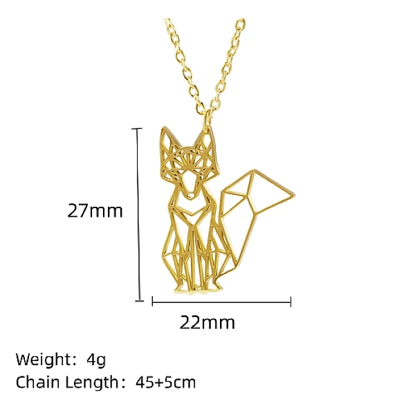 PandaHall Real 18K Gold Plated Stainless Steel Pendant Necklace, Origami Animal, Fox, 17.72 inch(45cm), Pendant: 27x22mm Stainless Steel Fox
PandaHall Real 18K Gold Plated Stainless Steel Pendant Necklace, Origami Animal, Fox, 17.72 inch(45cm), Pendant: 27x22mm Stainless Steel Fox