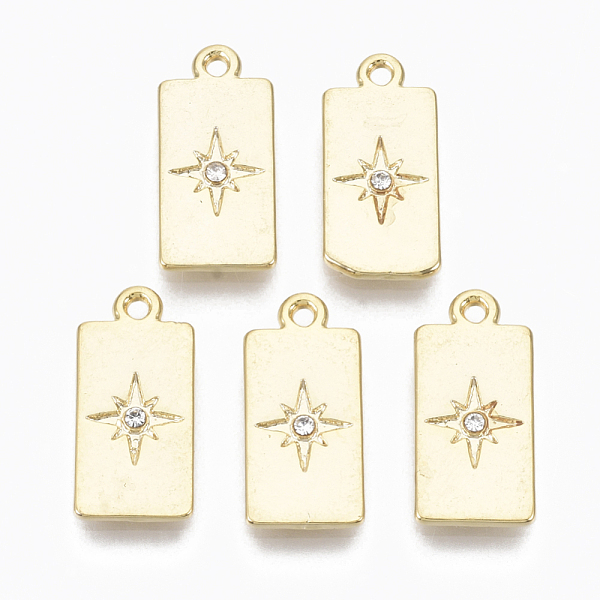 PandaHall Alloy Pendants, with Crystal Rhinestone, Cadmium Free & Nickel Free & Lead Free, Rectangle with Star, Real 18K Gold Plated..., Clear
PandaHall Alloy Pendants, with Crystal Rhinestone, Cadmium Free & Nickel Free & Lead Free, Rectangle with Star, Real 18K Gold Plated..., Clear