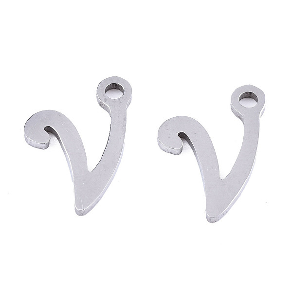 PandaHall 201 Stainless Steel Charms, Laser Cut, Alphabet, Stainless Steel Color, Letter.V, 12x9x1mm, Hole: 1.4mm Stainless Steel Letter V
PandaHall 201 Stainless Steel Charms, Laser Cut, Alphabet, Stainless Steel Color, Letter.V, 12x9x1mm, Hole: 1.4mm Stainless Steel Letter V