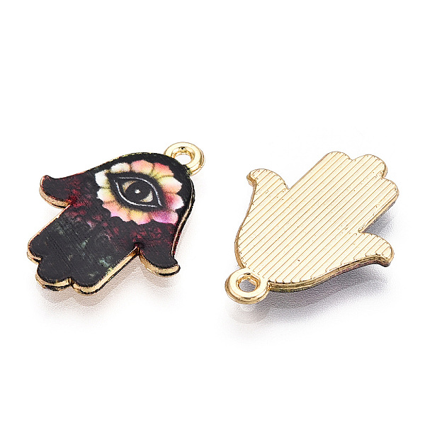 PandaHall Printed Light Gold Tone Alloy Pendants, Hamsa Hand with Eye Charms, Black, 23x18x2mm, Hole: 1.4mm Alloy Hamsa Hand Black
PandaHall Printed Light Gold Tone Alloy Pendants, Hamsa Hand with Eye Charms, Black, 23x18x2mm, Hole: 1.4mm Alloy Hamsa Hand Black
