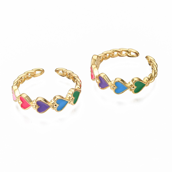 PandaHall Brass Enamel Cuff Rings, Open Rings, Nickel Free, Curb Chain, Heart, Real 16K Gold Plated, Mixed Color, US Size 8 1/2(18.5mm)..., Multicolor
PandaHall Brass Enamel Cuff Rings, Open Rings, Nickel Free, Curb Chain, Heart, Real 16K Gold Plated, Mixed Color, US Size 8 1/2(18.5mm)..., Multicolor
