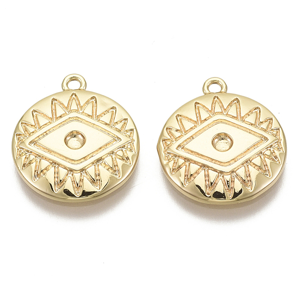 PandaHall Brass Pendants, Flat Round with Eye, Nickel Free, Real 18K Gold Plated, 17x15x2mm, Hole: 1.2mm Brass Flat Round
PandaHall Brass Pendants, Flat Round with Eye, Nickel Free, Real 18K Gold Plated, 17x15x2mm, Hole: 1.2mm Brass Flat Round