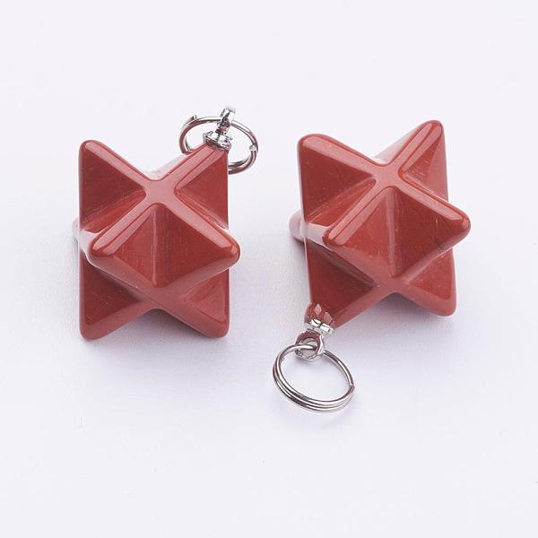 PandaHall Natural Red Jasper Pendants, with 201 Stainless Steel Split Rings, Stainless Steel Color, Merkaba Star, 22~23x16.5~17x19mm, Hole...
PandaHall Natural Red Jasper Pendants, with 201 Stainless Steel Split Rings, Stainless Steel Color, Merkaba Star, 22~23x16.5~17x19mm, Hole...