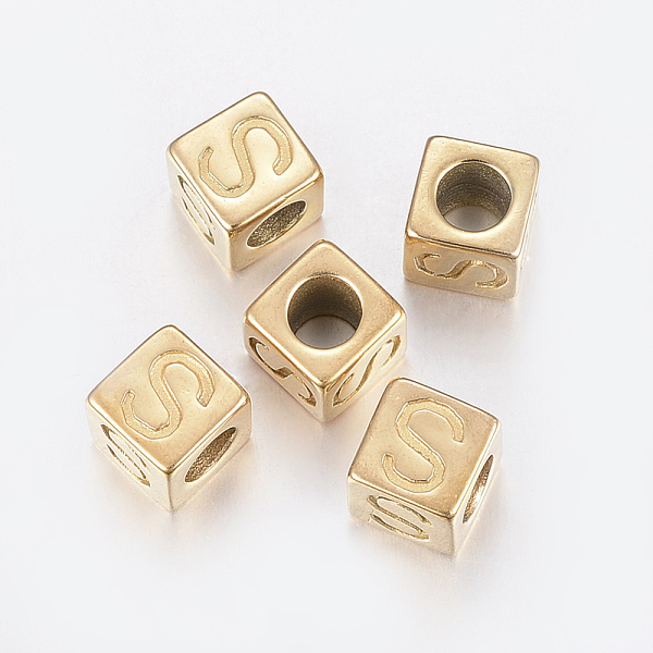 PandaHall 304 Stainless Steel Large Hole Letter European Beads, Horizontal Hole, Cube with Letter.S, Golden, 8x8x8mm, Hole: 5mm 304...
PandaHall 304 Stainless Steel Large Hole Letter European Beads, Horizontal Hole, Cube with Letter.S, Golden, 8x8x8mm, Hole: 5mm 304...