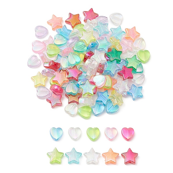 PandaHall 100Pcs 2 Style Eco-Friendly Transparent Acrylic Beads, Heart/Star, Dyed, AB Color, Mixed Color, 8~10x8~10x3~4mm, Hole: 1.5mm..., Multicolor
PandaHall 100Pcs 2 Style Eco-Friendly Transparent Acrylic Beads, Heart/Star, Dyed, AB Color, Mixed Color, 8~10x8~10x3~4mm, Hole: 1.5mm..., Multicolor