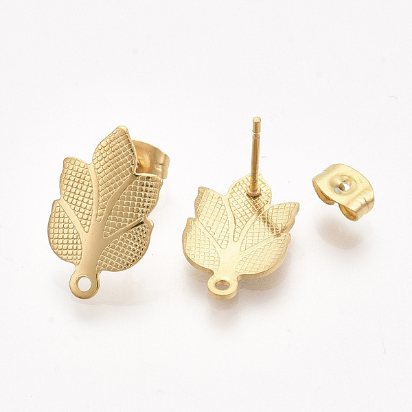 PandaHall 304 Stainless Steel Stud Earring Findings, with Loop and Ear Nuts/Earring Backs, Leaf, Real Gold Plated, 17x10.5mm, Hole: 1.2mm...
PandaHall 304 Stainless Steel Stud Earring Findings, with Loop and Ear Nuts/Earring Backs, Leaf, Real Gold Plated, 17x10.5mm, Hole: 1.2mm...