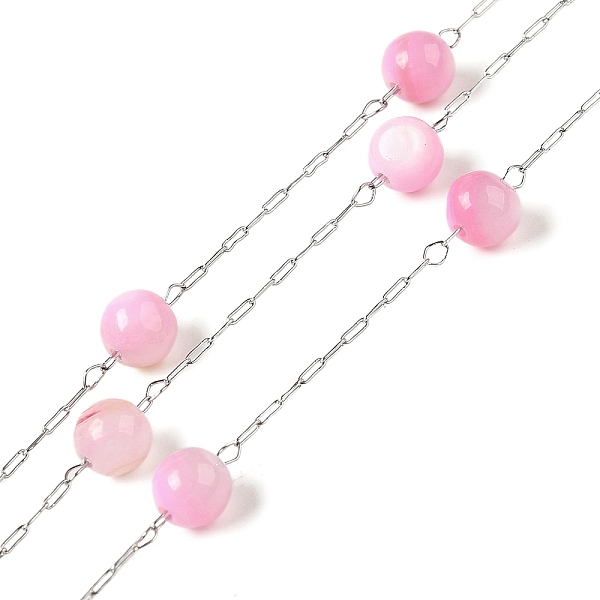 PandaHall 304 Stainless Steel Cable Chains with Dyed Shell Beads, Round, Soldered, with Spool, Pearl Pink, link: 2.5x0.8x0.1mm, 5~5.4mm 304...
PandaHall 304 Stainless Steel Cable Chains with Dyed Shell Beads, Round, Soldered, with Spool, Pearl Pink, link: 2.5x0.8x0.1mm, 5~5.4mm 304...