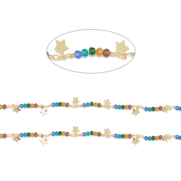 PandaHall Handmade Glass Round Beaded Chains, with Golden Brass Findings and Spool, Unwelded, Long-Lasting Plated, Star, Mixed Color..., Multicolor
PandaHall Handmade Glass Round Beaded Chains, with Golden Brass Findings and Spool, Unwelded, Long-Lasting Plated, Star, Mixed Color..., Multicolor