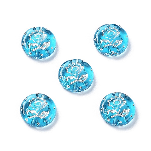 PandaHall Plating Transparent Acrylic Beads, Metal Enlaced, Flat Round with Flower Pattern, Deep Sky Blue, 17.5~18x5~5.5mm, Hole: 1.8mm...
PandaHall Plating Transparent Acrylic Beads, Metal Enlaced, Flat Round with Flower Pattern, Deep Sky Blue, 17.5~18x5~5.5mm, Hole: 1.8mm...