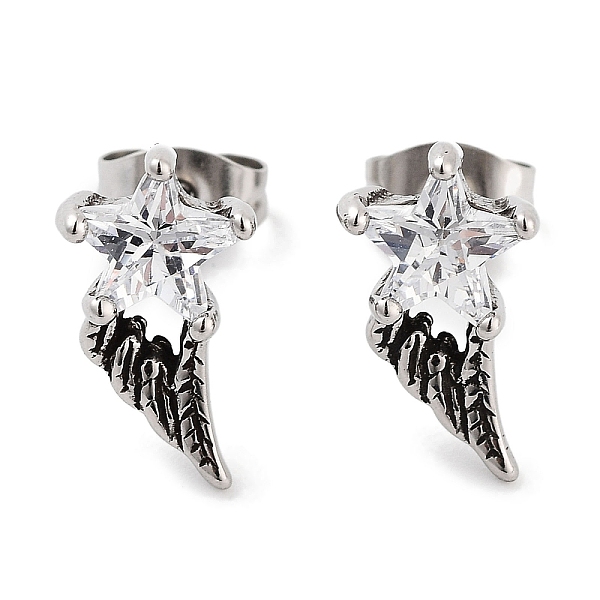 PandaHall Star Wing 316 Surgical Stainless Steel Pave Clear Cubic Zirconia Stud Earrings for Women Men, Antique Silver, 13.5x7mm 316...
PandaHall Star Wing 316 Surgical Stainless Steel Pave Clear Cubic Zirconia Stud Earrings for Women Men, Antique Silver, 13.5x7mm 316...