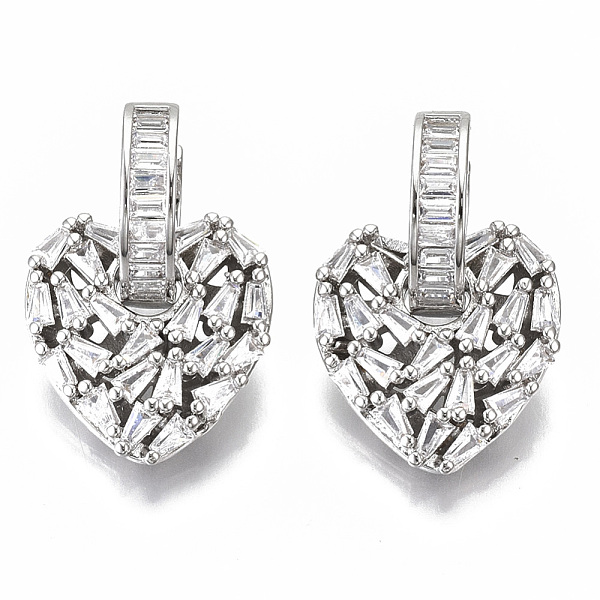 PandaHall Brass Micro Pave Cubic Zirconia Dangle Huggie Hoop Earrings, Nickel Free, Heart, Clear, Real Platinum Plated, 28mm, Pin: 1x1mm...
PandaHall Brass Micro Pave Cubic Zirconia Dangle Huggie Hoop Earrings, Nickel Free, Heart, Clear, Real Platinum Plated, 28mm, Pin: 1x1mm...