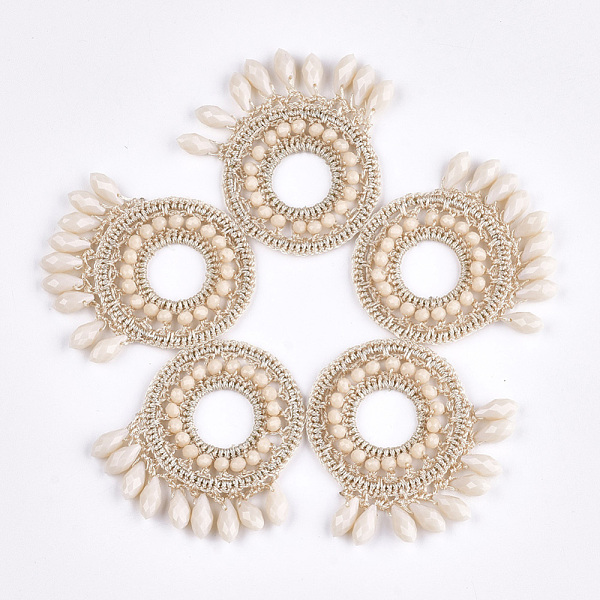 PandaHall Glass Woven Big Pendants, Polyester Thread Covered with Brass Findings, Flat Round, PeachPuff, 59~64x43~45x4mm Brass+Glass Flat..., Brown
PandaHall Glass Woven Big Pendants, Polyester Thread Covered with Brass Findings, Flat Round, PeachPuff, 59~64x43~45x4mm Brass+Glass Flat..., Brown