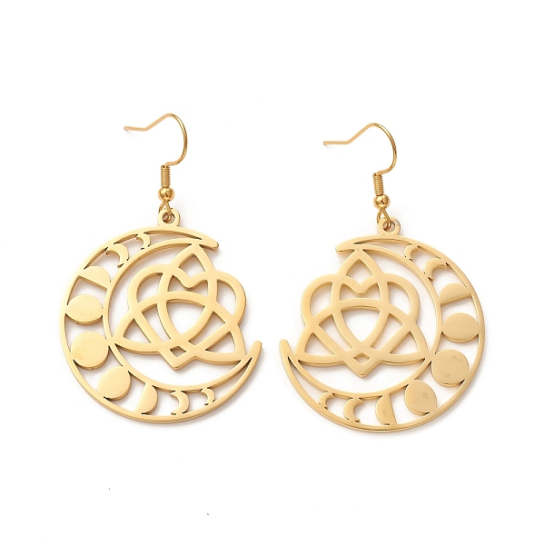 PandaHall 304 Stainless Steel Moon Phase with Sailor's Knot Asymmetrical Earrings, Hollow Out Long Dangle Earrings for Women, Golden, 55mm...
PandaHall 304 Stainless Steel Moon Phase with Sailor's Knot Asymmetrical Earrings, Hollow Out Long Dangle Earrings for Women, Golden, 55mm...