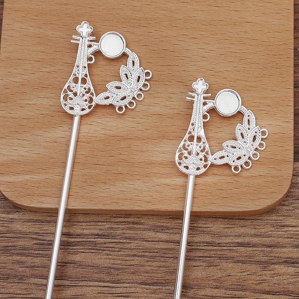 PandaHall Iron Hair Stick Findings, with Alloy Pipa and Settings, Silver, 145x30mm Iron
PandaHall Iron Hair Stick Findings, with Alloy Pipa and Settings, Silver, 145x30mm Iron