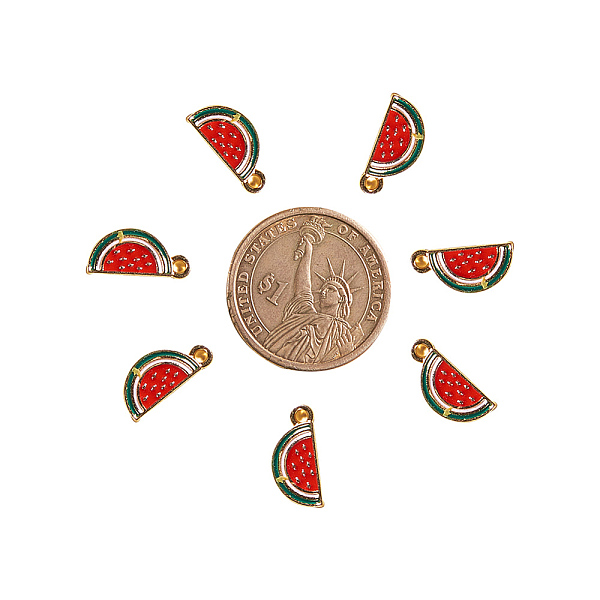 PandaHall Alloy Enamel Pendants, Watermelon, Red, Light Gold, 17x8x2mm, Hole: 2mm, 10pcs/box Alloy+Enamel Fruit Red
PandaHall Alloy Enamel Pendants, Watermelon, Red, Light Gold, 17x8x2mm, Hole: 2mm, 10pcs/box Alloy+Enamel Fruit Red