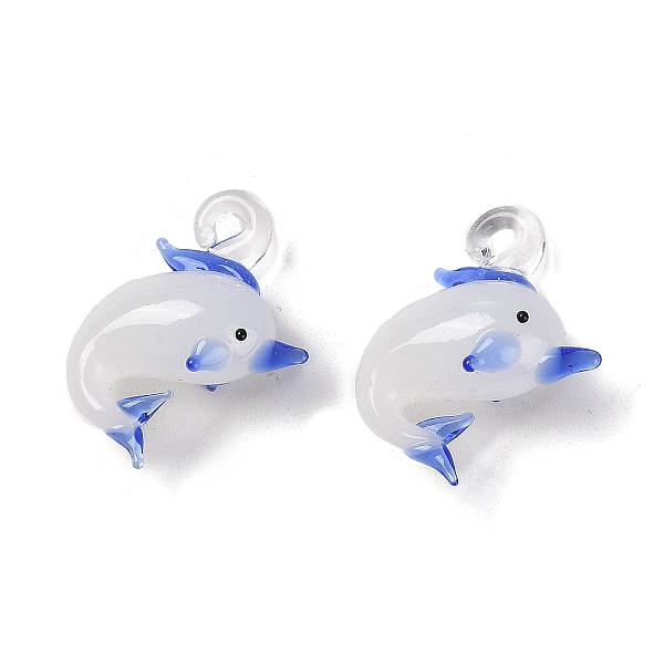 PandaHall Handmade Lampwork Pendants, Dolphin Charms, Blue, 27~30x23~25mm, Hole: 3~4mm Lampwork Dolphin Blue
PandaHall Handmade Lampwork Pendants, Dolphin Charms, Blue, 27~30x23~25mm, Hole: 3~4mm Lampwork Dolphin Blue