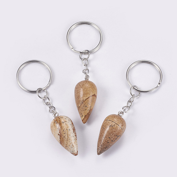 PandaHall Natural Picture Jasper Keychain, with Iron Key Rings, Platinum, teardrop, 80.5mm, Pendant: 33.5x15.5mm Picture Jasper Teardrop
PandaHall Natural Picture Jasper Keychain, with Iron Key Rings, Platinum, teardrop, 80.5mm, Pendant: 33.5x15.5mm Picture Jasper Teardrop