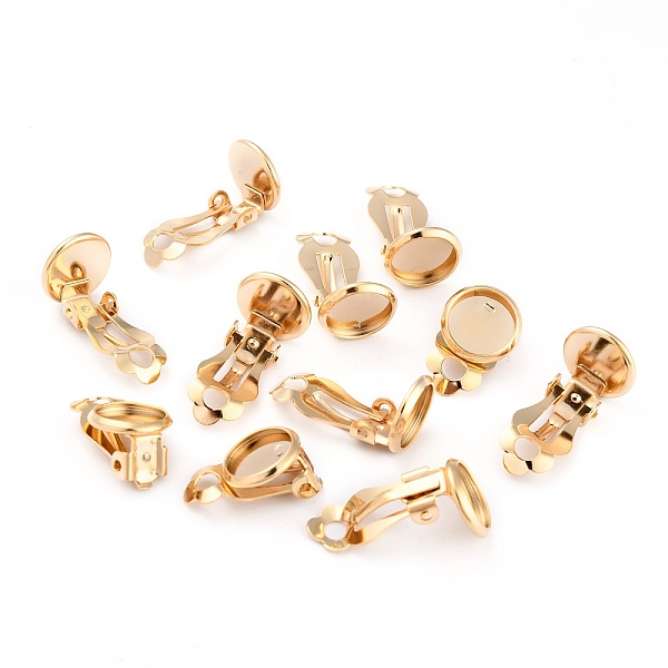 PandaHall 304 Stainless Steel Clip-on Earring Setting, Flat Round, Golden, 15.5x10x8mm, Hole: 3mm, Tray: 8mm 304 Stainless Steel
PandaHall 304 Stainless Steel Clip-on Earring Setting, Flat Round, Golden, 15.5x10x8mm, Hole: 3mm, Tray: 8mm 304 Stainless Steel