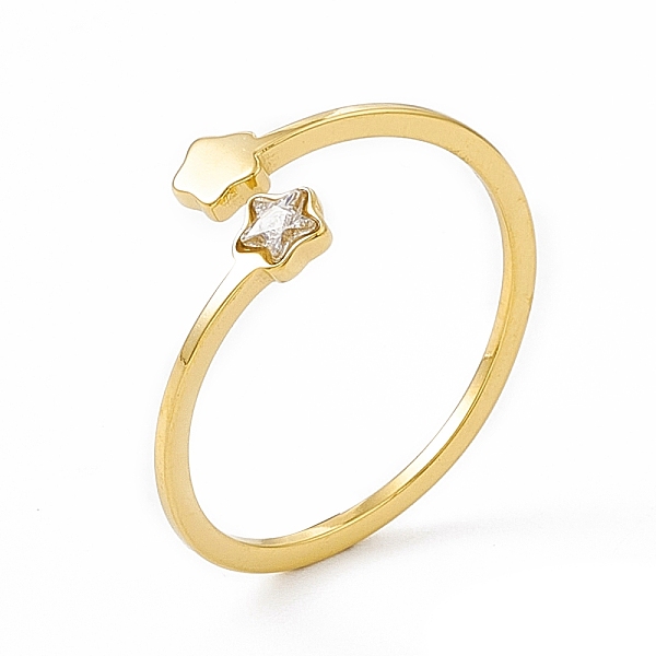 PandaHall Ion Plating(IP) 304 Stainless Steel Cuff Ring for Women, Star Cubic Zirconia Open Rings, Real 14K Gold Plated, 0.8mm, Inner...
PandaHall Ion Plating(IP) 304 Stainless Steel Cuff Ring for Women, Star Cubic Zirconia Open Rings, Real 14K Gold Plated, 0.8mm, Inner...