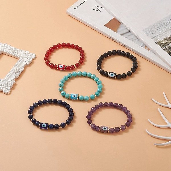PandaHall 5Pcs 5 Style Natural & Synthetic Mixed Gemstone & Lampwork Evil Eye Beaded Stretch Bracelets Set for Women, Inner Diameter: 2-1/8...
PandaHall 5Pcs 5 Style Natural & Synthetic Mixed Gemstone & Lampwork Evil Eye Beaded Stretch Bracelets Set for Women, Inner Diameter: 2-1/8...