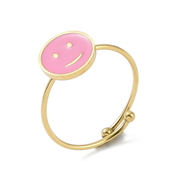 PandaHall Flat Round with Smiling Face 304 Stainless Steel Enamel Ring, 316 Surgical Stainless Steel Open Cuff Ring for Women, Real 18K Gold...
PandaHall Flat Round with Smiling Face 304 Stainless Steel Enamel Ring, 316 Surgical Stainless Steel Open Cuff Ring for Women, Real 18K Gold...