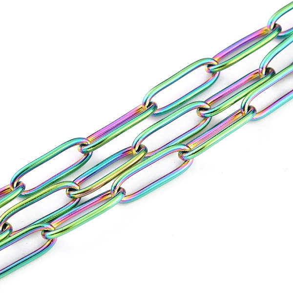 PandaHall Ion Plating(IP) 304 Stainless Steel Paperclip Chains, Drawn Elongated Cable Chains, Soldered, with Spool, Rainbow Color, 12x4x1mm...
PandaHall Ion Plating(IP) 304 Stainless Steel Paperclip Chains, Drawn Elongated Cable Chains, Soldered, with Spool, Rainbow Color, 12x4x1mm...