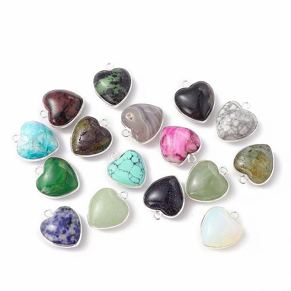 PandaHall Natural & Synthetic Mixed Gemstone Pendants, with Silver Color Plated Brass Findings, Heart Charms, Mixed Dyed and Undyed...
PandaHall Natural & Synthetic Mixed Gemstone Pendants, with Silver Color Plated Brass Findings, Heart Charms, Mixed Dyed and Undyed...