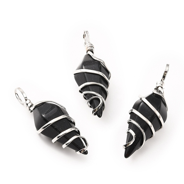 PandaHall Natural Obsidian Pendants, with Platinum Tone Copper Wire Wrapped, Cadmium Free & Lead Free, Faceted Cone, 42~47x15~17x15~17.5mm...
PandaHall Natural Obsidian Pendants, with Platinum Tone Copper Wire Wrapped, Cadmium Free & Lead Free, Faceted Cone, 42~47x15~17x15~17.5mm...