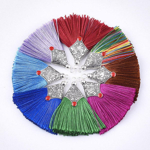 PandaHall Polyester Tassel Pendant Decorations, with Alloy Findings and Enamel, Fan Shape, Antique Silver, Mixed Color, 45~50x40~44x7~10mm..., Multicolor
PandaHall Polyester Tassel Pendant Decorations, with Alloy Findings and Enamel, Fan Shape, Antique Silver, Mixed Color, 45~50x40~44x7~10mm..., Multicolor