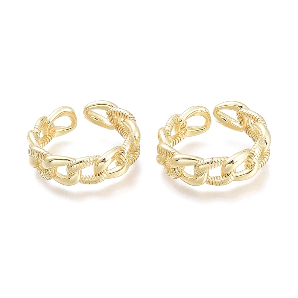 PandaHall Brass Cuff Rings, Open Rings, Curb Chain Shape, Real 18K Gold Plated, Size 7, Inner Diameter: 17mm Brass
PandaHall Brass Cuff Rings, Open Rings, Curb Chain Shape, Real 18K Gold Plated, Size 7, Inner Diameter: 17mm Brass