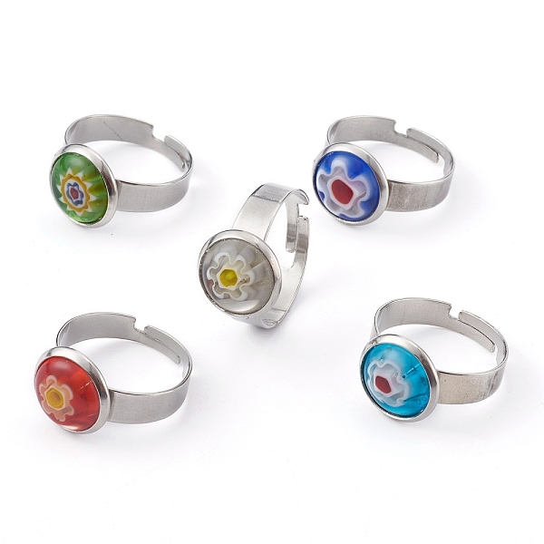 PandaHall Adjustable Handmade Millefiori Glass Finger Rings, with 304 Stainless Steel Findings, Flower, Mixed Color, Ring Surface: 12mm, US..., Multicolor
PandaHall Adjustable Handmade Millefiori Glass Finger Rings, with 304 Stainless Steel Findings, Flower, Mixed Color, Ring Surface: 12mm, US..., Multicolor