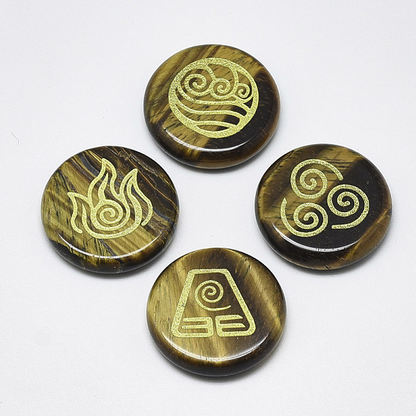 PandaHall Natural Tiger Eye Cabochons, Flat Round with Auspicious Cloud Pattern, 25x5.5mm, 4pcs/set Tiger Eye Flat Round
PandaHall Natural Tiger Eye Cabochons, Flat Round with Auspicious Cloud Pattern, 25x5.5mm, 4pcs/set Tiger Eye Flat Round