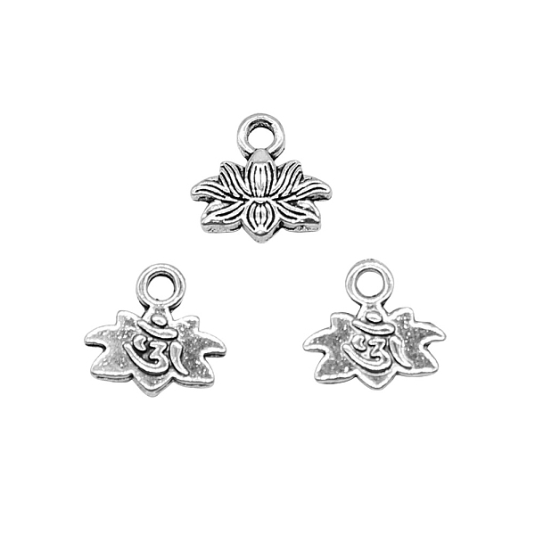 PandaHall Chakra Theme Tibetan Style Alloy Charms, Lotus with Ohm/Aum, Antique Silver, 11x11mm Alloy Flower
PandaHall Chakra Theme Tibetan Style Alloy Charms, Lotus with Ohm/Aum, Antique Silver, 11x11mm Alloy Flower