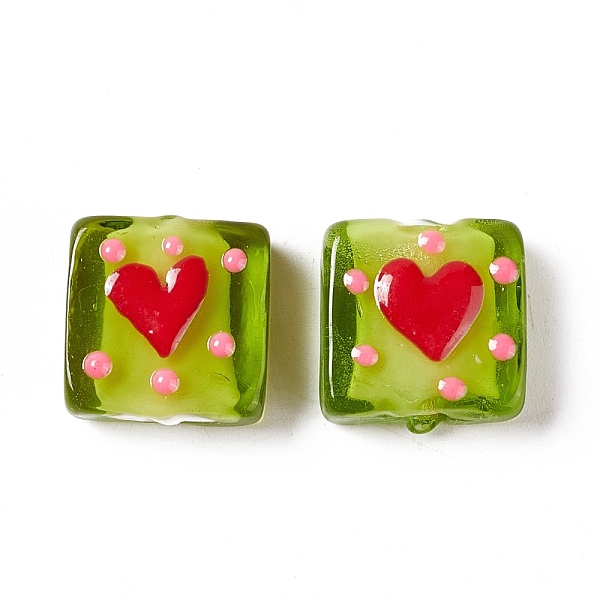 PandaHall Handmade Lampwork Beads, Square with Heart Pattern, Yellow Green, 16x15x6mm, Hole: 1.8mm Lampwork Square
PandaHall Handmade Lampwork Beads, Square with Heart Pattern, Yellow Green, 16x15x6mm, Hole: 1.8mm Lampwork Square