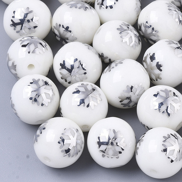 PandaHall Christmas Opaque Glass Beads, Round with Electroplate Snowflake Pattern, Platinum Plated, 10mm, Hole: 1.2mm Glass Snowflake White
PandaHall Christmas Opaque Glass Beads, Round with Electroplate Snowflake Pattern, Platinum Plated, 10mm, Hole: 1.2mm Glass Snowflake White