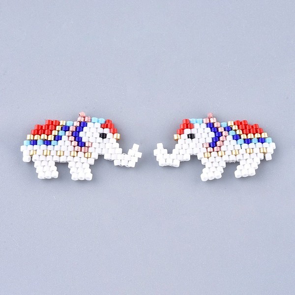 PandaHall Handmade Seed Beads Pendants, with Elastic Thread, Loom Pattern, Elephant, White, 18x30x1.5mm, Hole: 0.7mm Glass Elephant White
PandaHall Handmade Seed Beads Pendants, with Elastic Thread, Loom Pattern, Elephant, White, 18x30x1.5mm, Hole: 0.7mm Glass Elephant White