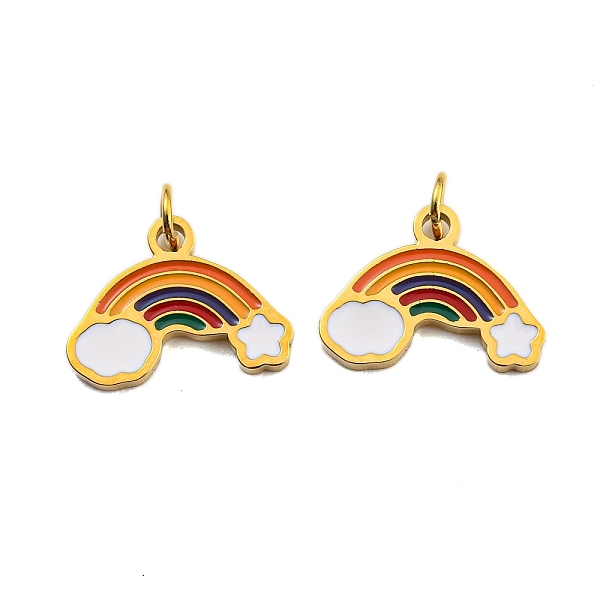 PandaHall Ion Plating(IP) 304 Stainless Steel Charms, with Enamel and Jump Ring, Rainbow Charm, Golden, 9.5x13x1mm, Hole: 2.5mm Stainless...
PandaHall Ion Plating(IP) 304 Stainless Steel Charms, with Enamel and Jump Ring, Rainbow Charm, Golden, 9.5x13x1mm, Hole: 2.5mm Stainless...