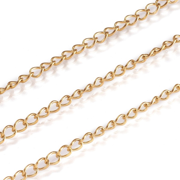 PandaHall Ion Plating(IP) 304 Stainless Steel Twisted Chains, Curb Chains, Soldered, with Spool, Real 18K Gold Plated, 4x3x0.6mm, about 32.8...
PandaHall Ion Plating(IP) 304 Stainless Steel Twisted Chains, Curb Chains, Soldered, with Spool, Real 18K Gold Plated, 4x3x0.6mm, about 32.8...