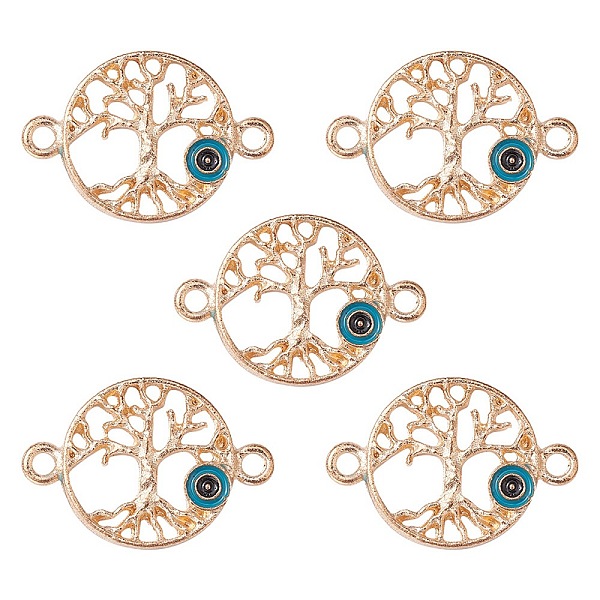 PandaHall Alloy Connector Charms with Steel Blue Enamel, Flat Round Tree Links with Evil Eye, Nickel, Light Gold, 15.5x23x1.5mm, Hole: 1.8mm...
PandaHall Alloy Connector Charms with Steel Blue Enamel, Flat Round Tree Links with Evil Eye, Nickel, Light Gold, 15.5x23x1.5mm, Hole: 1.8mm...