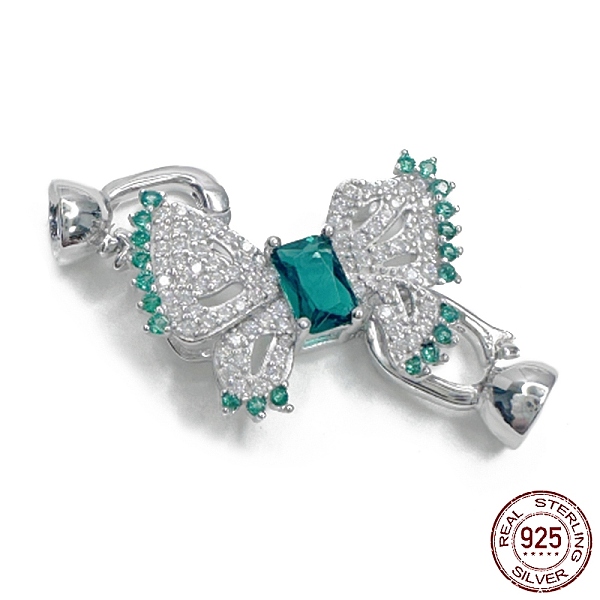 PandaHall 925 Sterling Silver Micro Pave Teal Cubic Zirconia Fold Over Clasps, Bowknot, Real Platinum Plated, 35mm, Hole: 4mm Sterling..., Cyan
PandaHall 925 Sterling Silver Micro Pave Teal Cubic Zirconia Fold Over Clasps, Bowknot, Real Platinum Plated, 35mm, Hole: 4mm Sterling..., Cyan