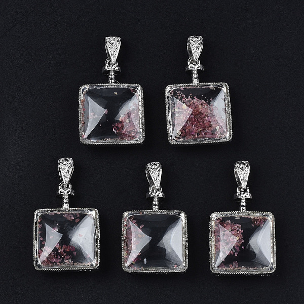 PandaHall Transparent Glass Square Pendants, with Druzy Agate Chip Beads Inside and Brass Findings, Platinum, Deep Pink, 39x27x14mm, Hole...
PandaHall Transparent Glass Square Pendants, with Druzy Agate Chip Beads Inside and Brass Findings, Platinum, Deep Pink, 39x27x14mm, Hole...